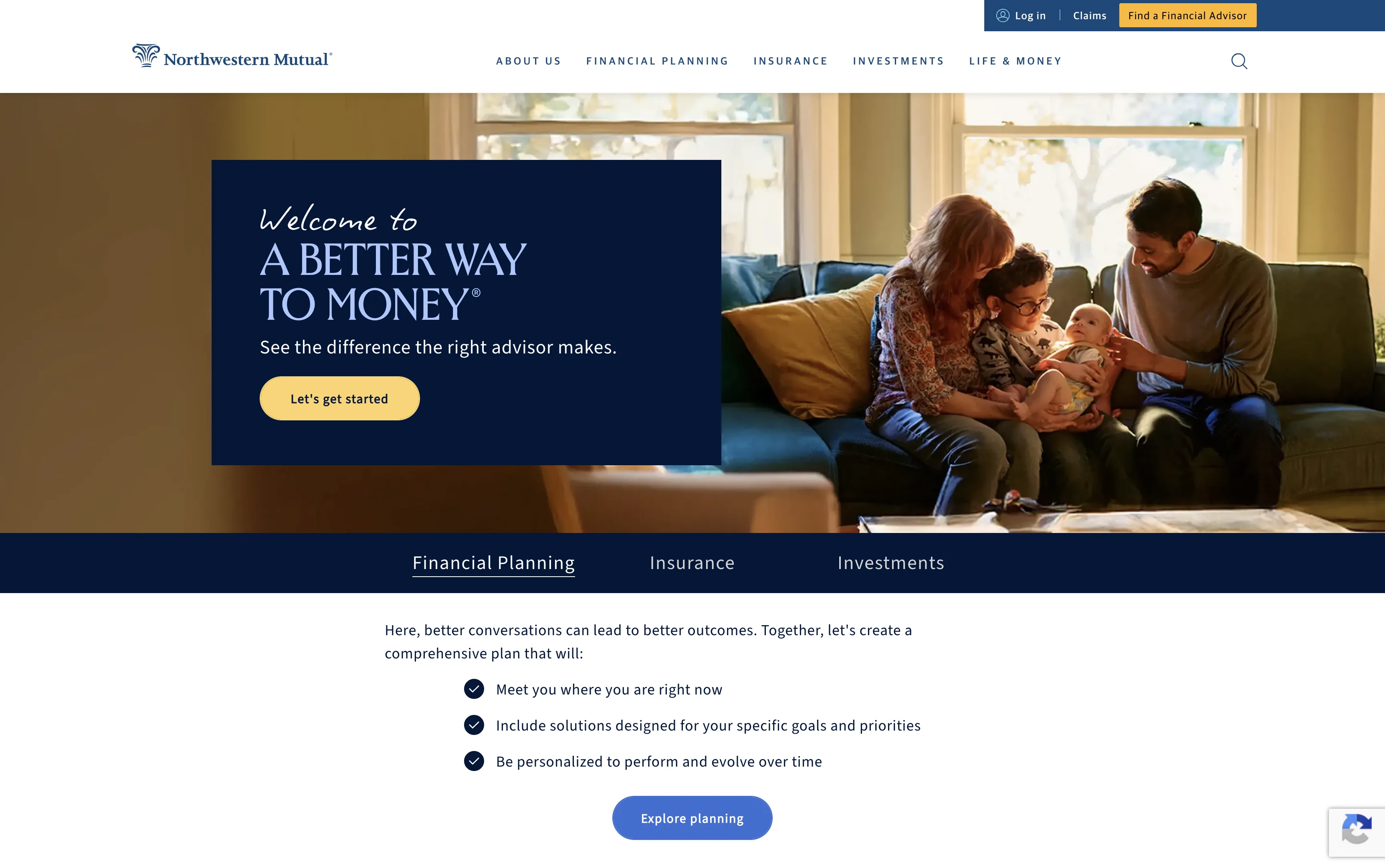 Northwestern Mutual homepage.